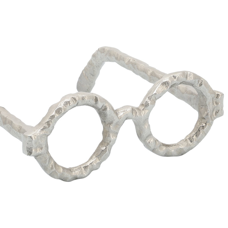 Secor Metal Eyeglasses Sculpture, Silver, 3" H x 6" W x 15" D