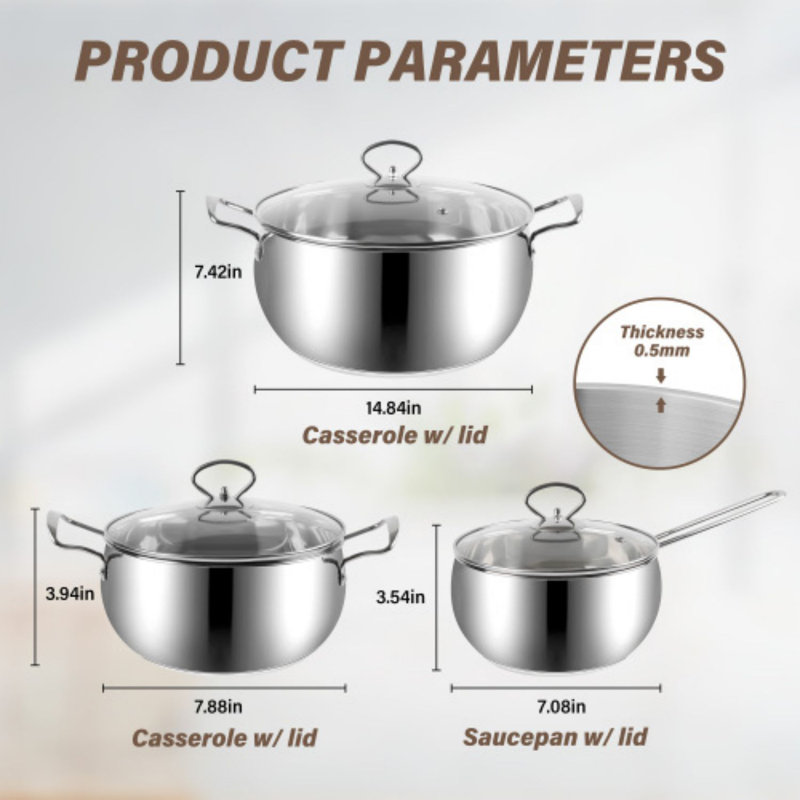 Ensemble de batterie de cuisine 6 pièces