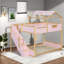 Lits superposés roses avec escalier, éclairage DEL 3 couleurs, bois MDF, style moderne-895497218