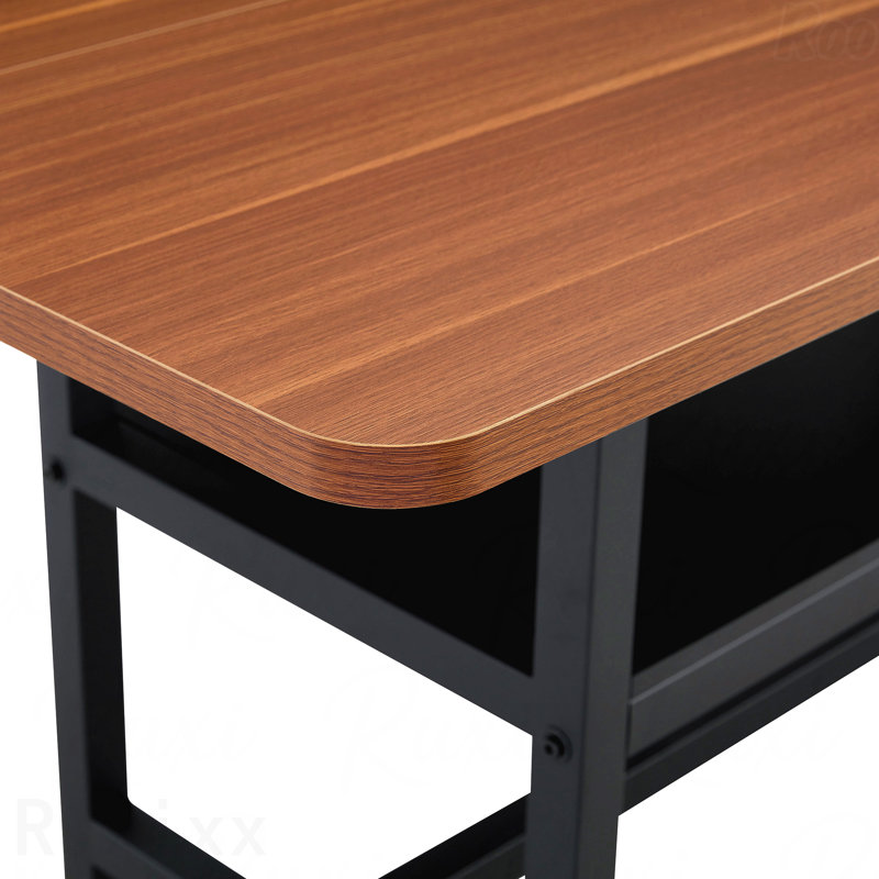 71 po x 35,4 po, table de salle à manger en MDF texturé noyer, plateau de rangement 43,3 po x 19,7 po