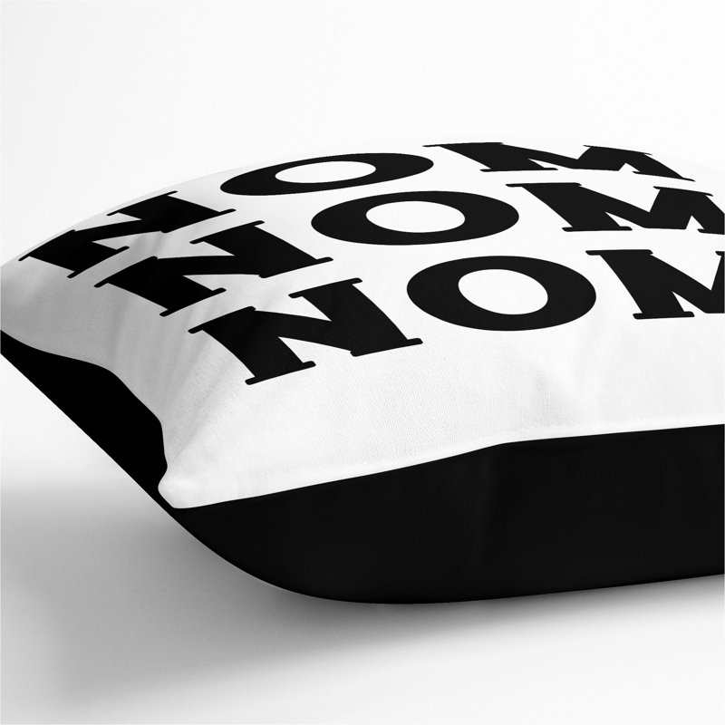 Nom Nom Nom Square Throw Cushion, 55cm H x 55cm W x 20cm D, Black