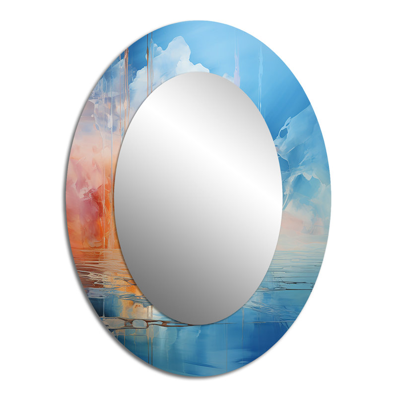 Clouds Skys Canvas I - Miroir décoratif ovale sur métal, 40 po x 30 po