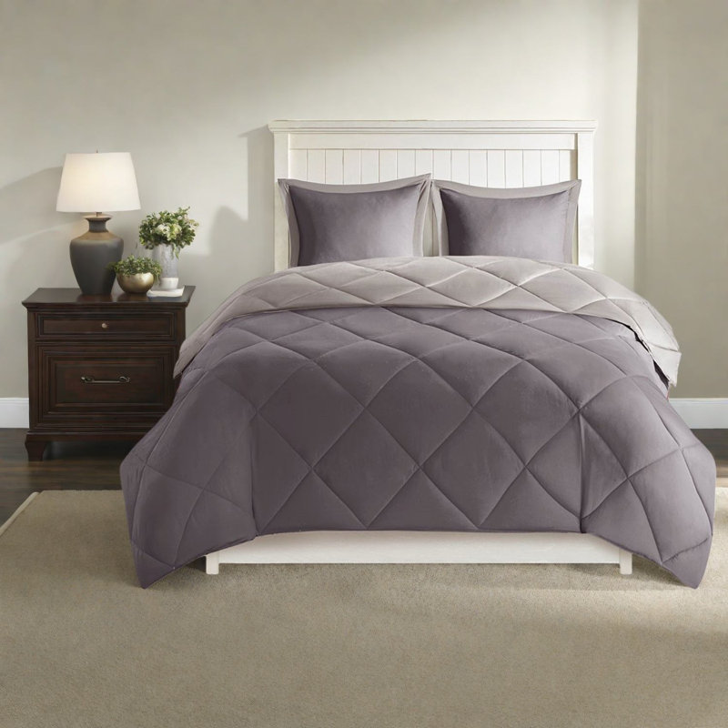 Cozy King Bedding Sets, Polyester Reversible Diamond Quilt For Modern Home