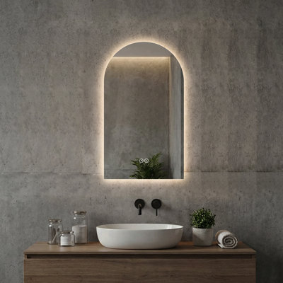 48" x 24" Arch Frameless LED Backlit Bathroom Mirror, 3 Color Dimmable Light, Anti-Fog, Touch Control, Wall Mounted Vanity Mirror