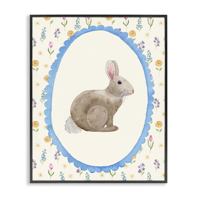 Giclée encadrée de fleurs de lapin délicates, design par Nina Jacobs