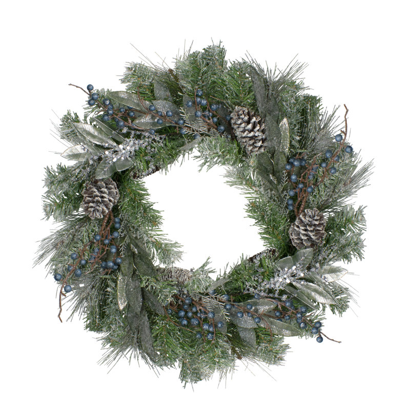 24" Frosted Pine and Blueberry Artificial Christmas Wreath