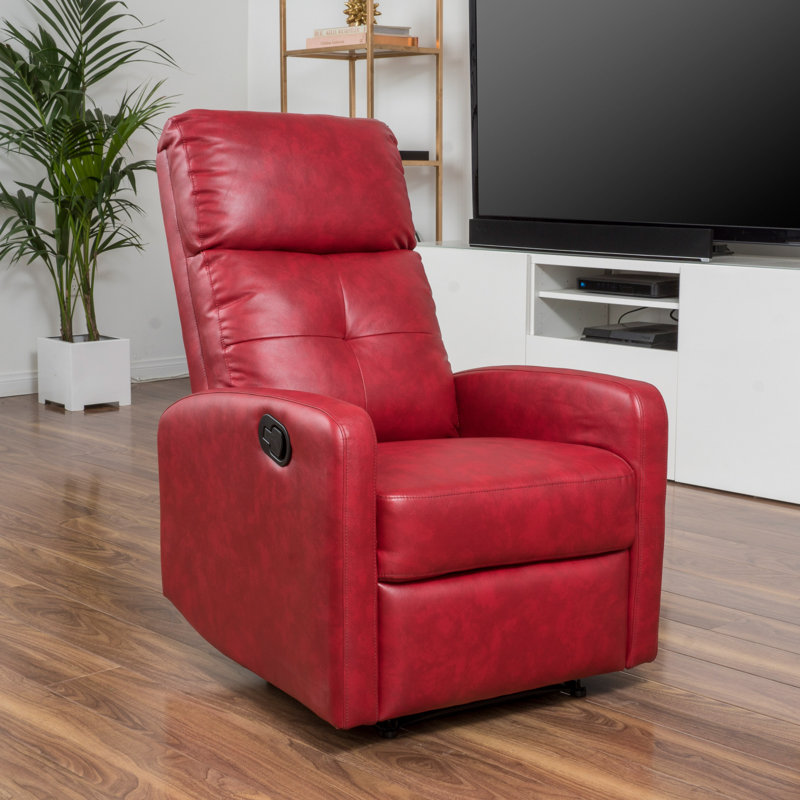 Suai Faux Leather Recliner,  Red Faux Leather