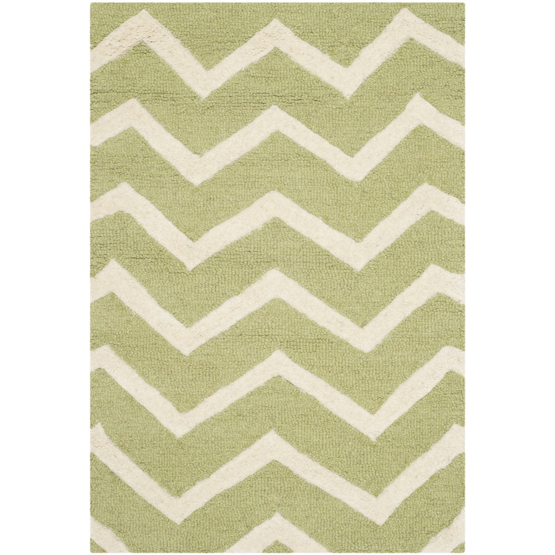 Sanyla Hand Tufted Wool Chevron Rug, Rectangle 3' x 5'
