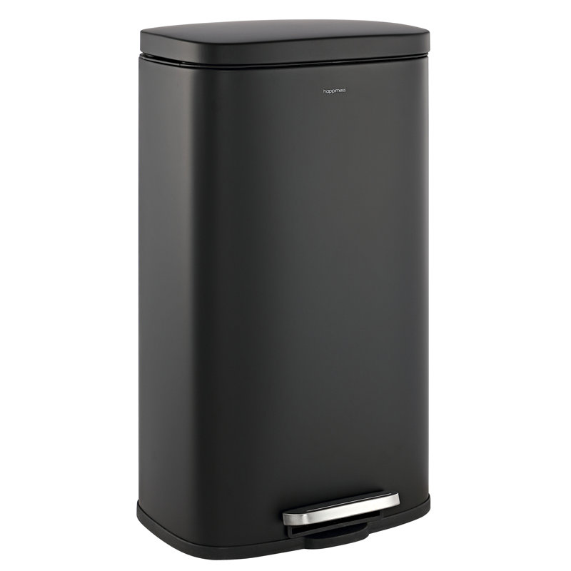 Steel Step On Kitchen Trash Can - 8 Gallons, Black