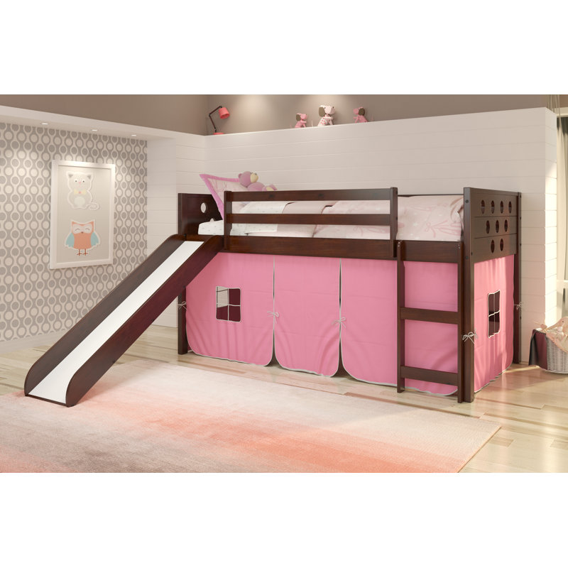 Lit mezzanine simple en bois massif Howell par Isabelle & Max, Cappuccino foncé, Rose