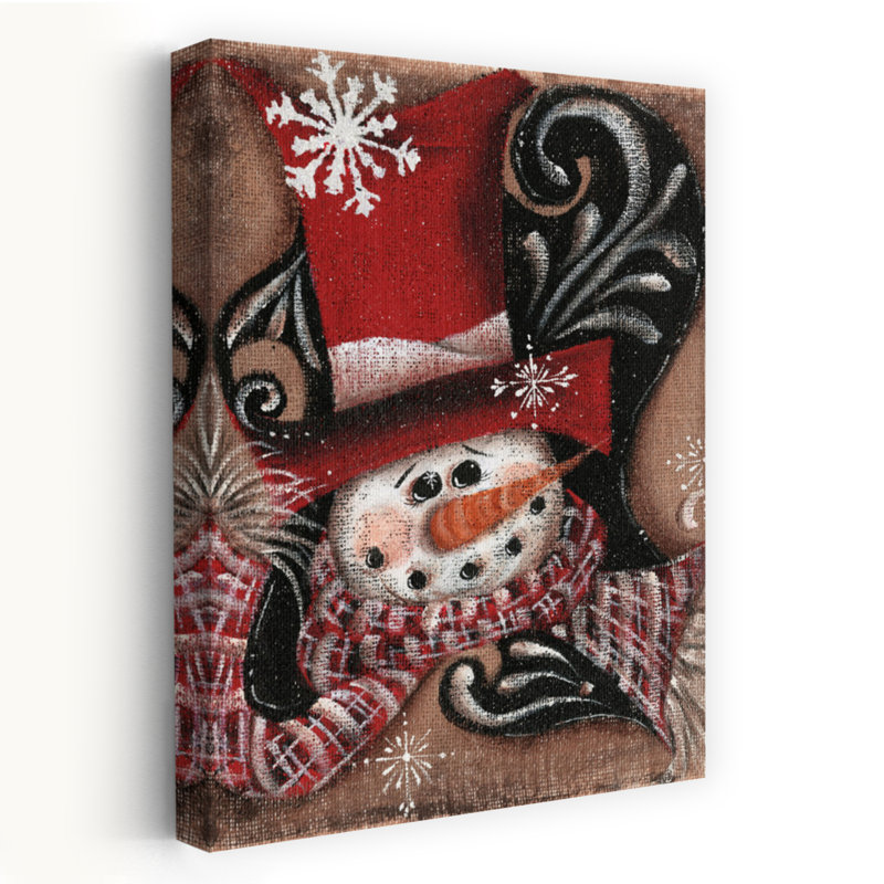 Art de flocons de neige en toile de jute - bonhomme de neige fantaisiste contemporain, H 16 po x l 24 po