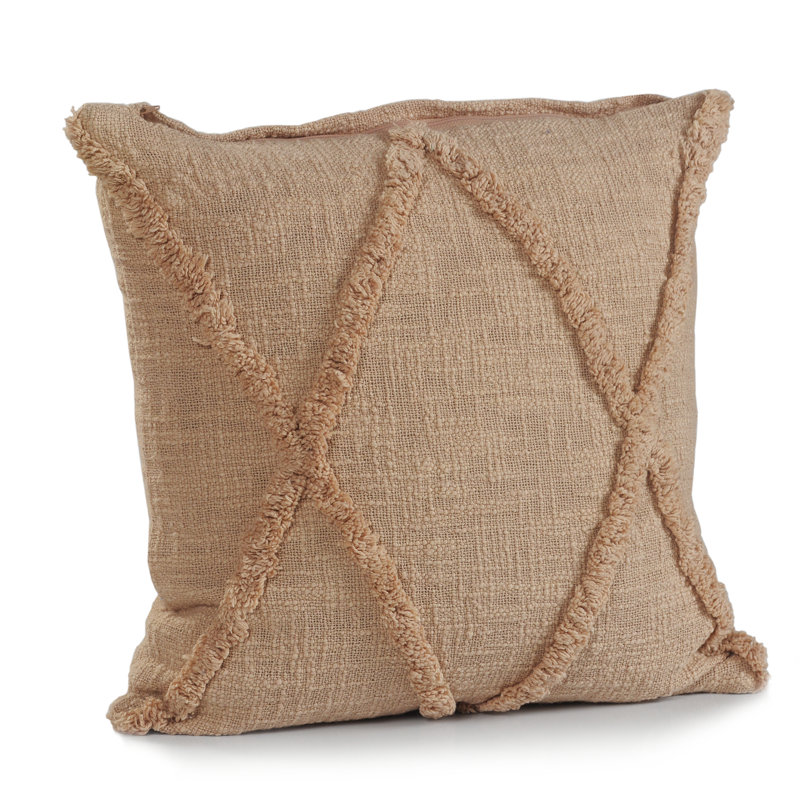  Coussin 100% coton tissé à la main, Carré H 18 po x l 18 po, Frappé, Polyester