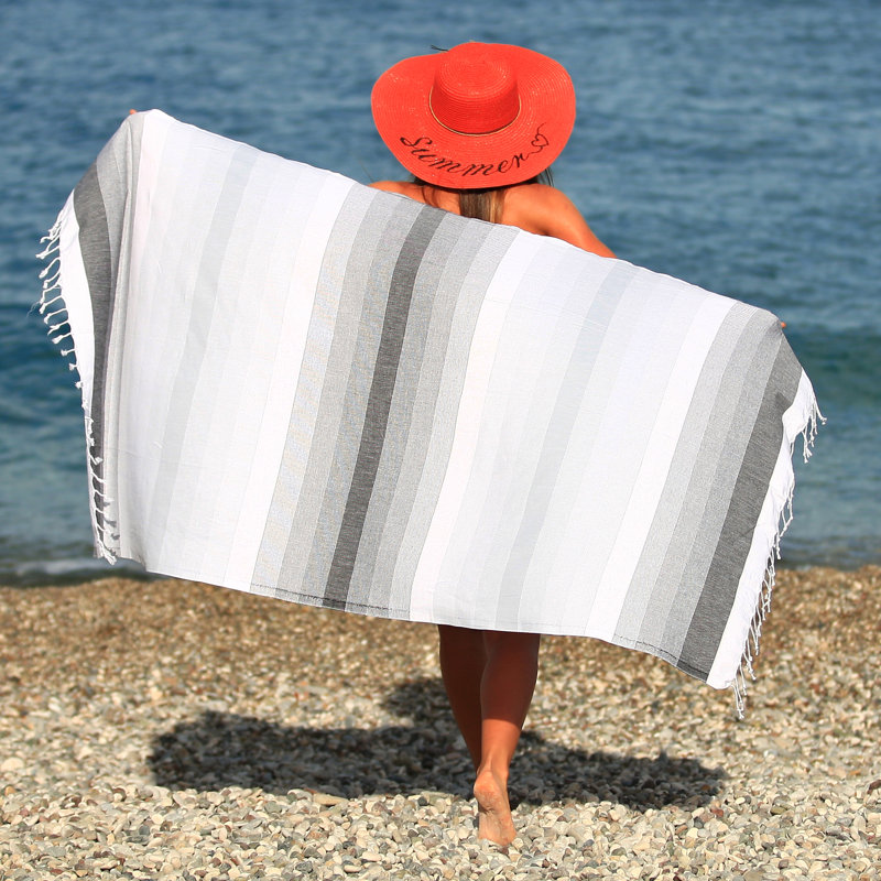 Serviette de plage en coton turc Rainbow, Gris