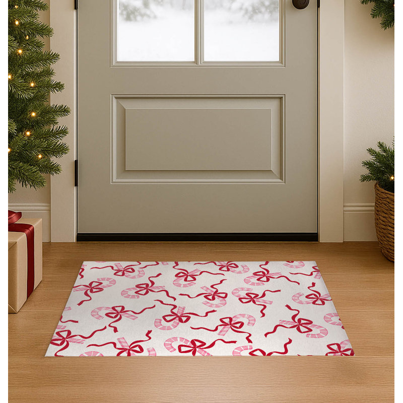 Paillasson Candycanes & Bows, Blanc, L 24 po x L 36 po