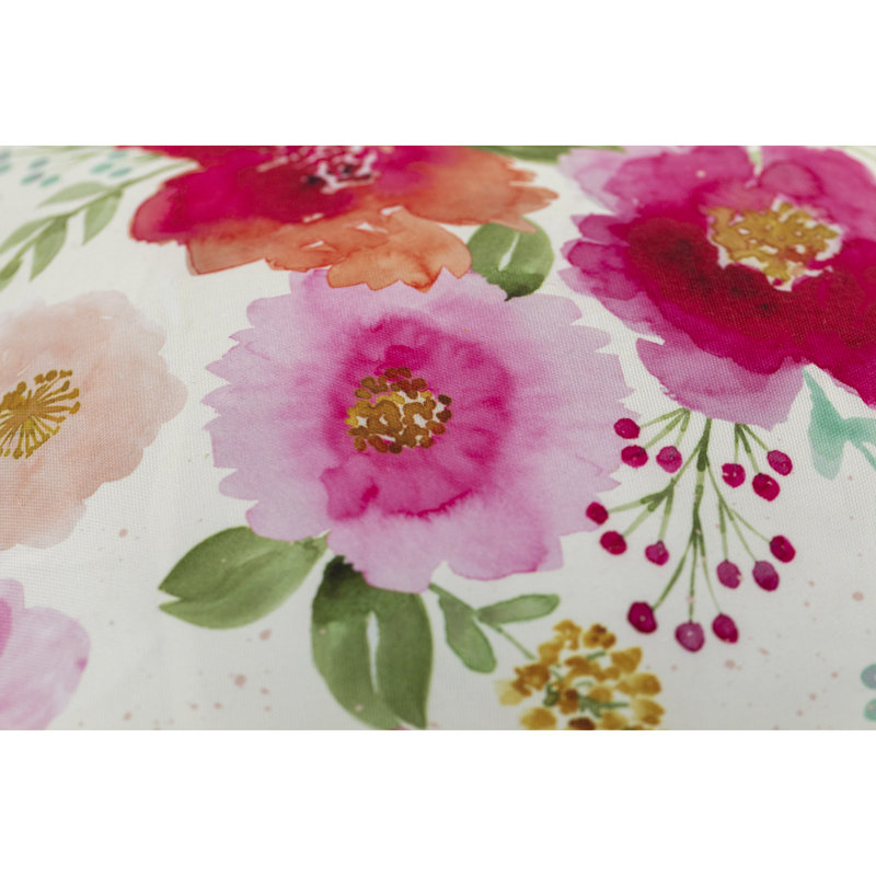 Red and Pink Floral Polyester Square Outdoor Pillow