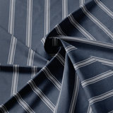 Shay Broad Ticking Stripe Dark Denim Cotton Pinch Pleat Drapery Panel Set of 2
