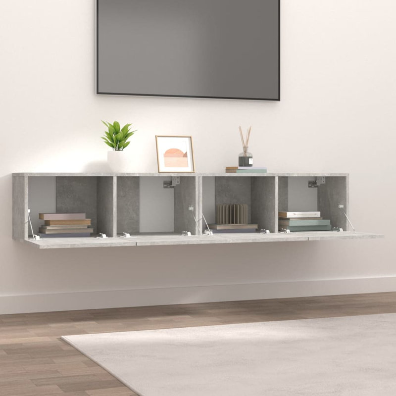 Iven TV Stand, 30cm H x 80cm W x 30cm D, Concrete Grey