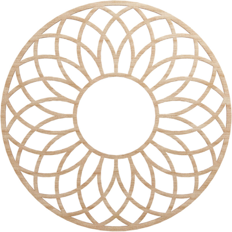 Médaillon de plafond en bois ajouré Cannes, Aulne, H 32 po x l 32 po x P 0,38 po