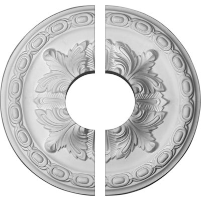Endurathane Acanthus Ceiling Medallion, 11 3/8"OD x 3 1/2"ID x 2"P (Fits Canopies up to 3 1/2"), Two Piece, Factory Primed