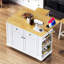 Îlot de cuisine 48 pouces avec 2 tabourets de bar, prise de courant, support de rangement interne pour porte, chariot de rangement pour cuisine sur 5 roulettes avec abattant, 5 supports latéraux, 2 tiroirs (trois ensembles)