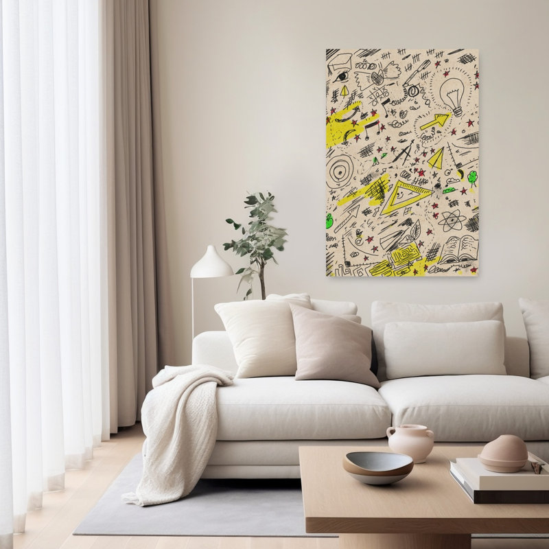 Creative Thinking Doodles Abstract Playful Whimsical Wall Art Print, 152.4cm H x 101.6cm W