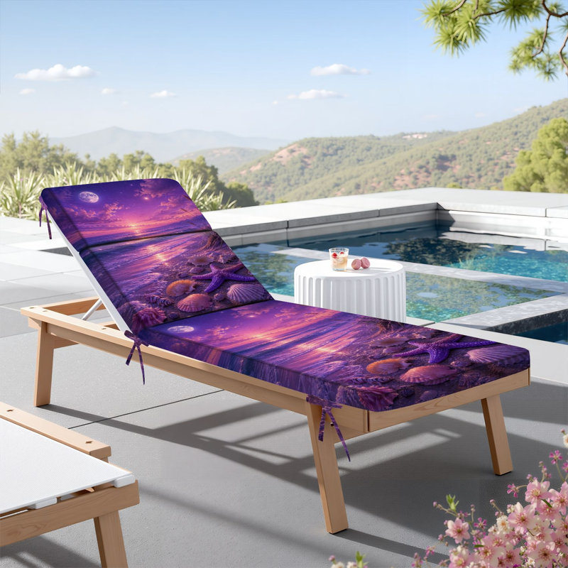  Coussin de patio d'extérieur pour l'intérieur 3 po mauve Sunset Beach Starfish Shells