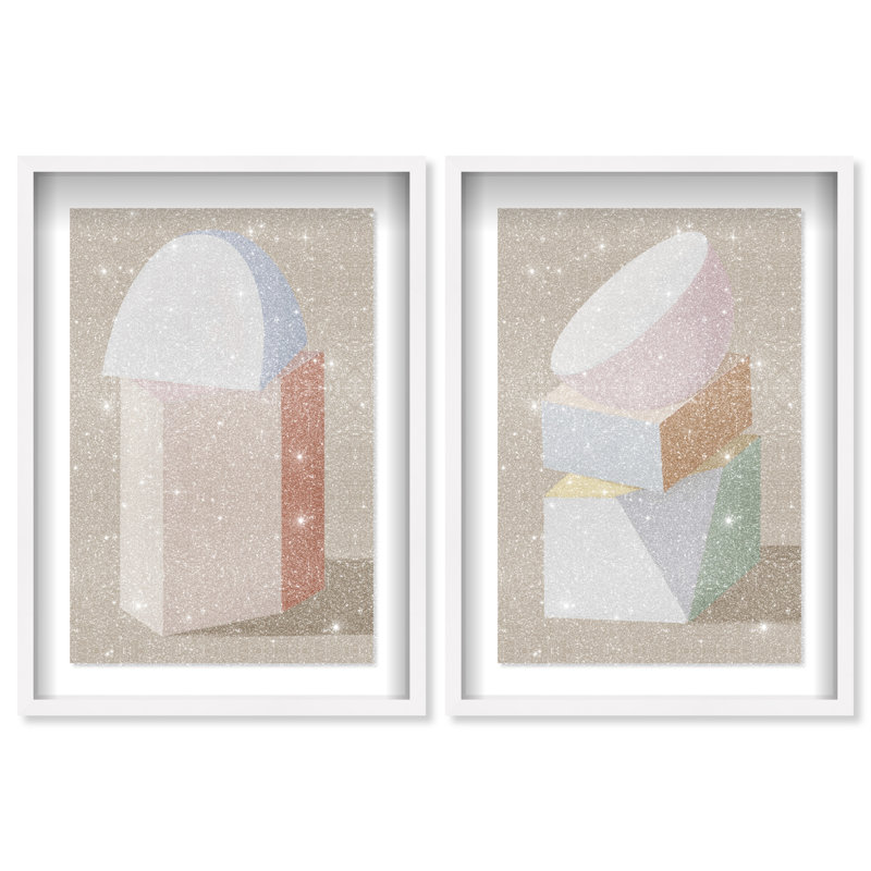 Sculptural Set Set by Oliver Gal, 21.5"H x 31.5"W, White Shadowbox