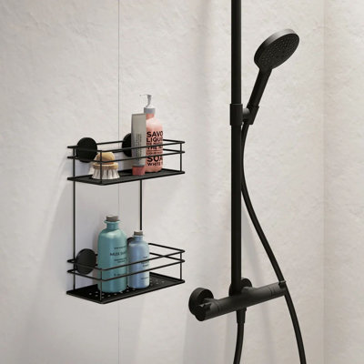 Sef adhesive double shower basket