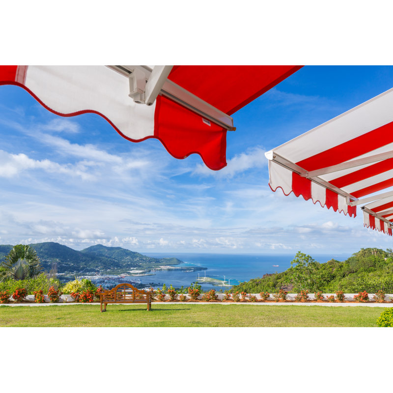 Awning Over Bright Sunny Blue Sky With The View by ElenaSeychelles - Wrapped Canvas Print, 30cm H x 46cm W