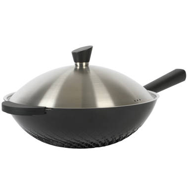 KENMORE Large 14 in. Black Carbon Steel Non-Stick Gas Wok with Wook Handles  985114030M - The Home Depot