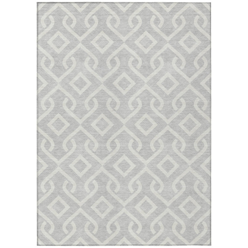 Tapis intérieur / extérieur ivoire lavable géométrique 10 pi x 14 pi