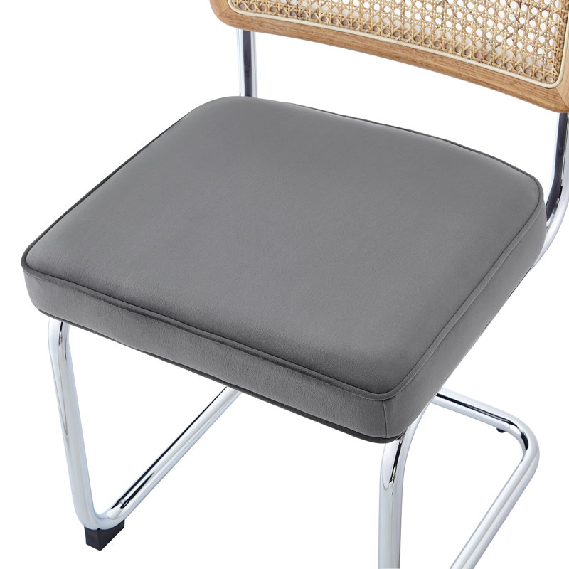 Chaise parsons en velours Allayah, Gris, Argent