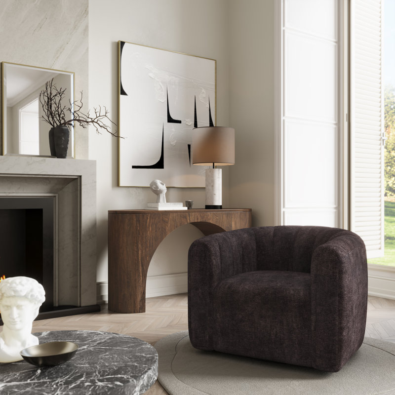 Fauteuil d'appoint rembourré Grande Modern, Brun