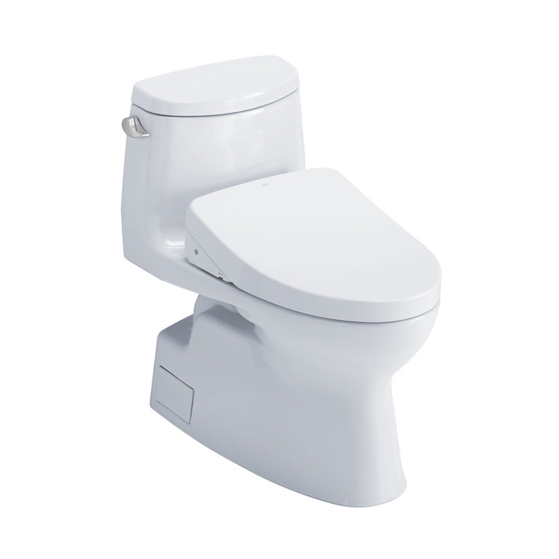 Toilette allongée une pièce TOTO® WASHLET + ® Carlyle® II 1,28 GPF avec chasse d'eau automatique Siège de bidet contemporain WASHLET + ® S500e, blanc coton