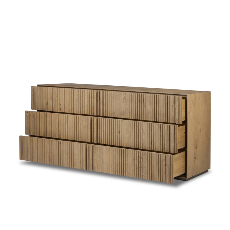 Jaxin 75'' W 6 - Drawer Dresser, Rustic Light Natural Oak