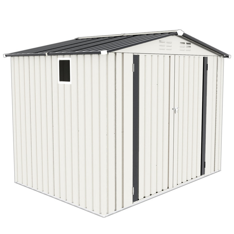 Metal Outdoor Storage Shed 8X6 Ft, Ideal For Pet Housing, - Rust, No Professional Help Assembly Can Transform Into A Mini Workshop, , Graphic Instructions