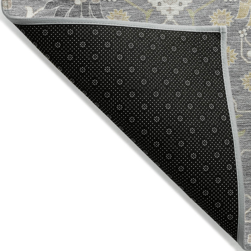 Gray Flat Woven Synthetic Washable Area Rug, 5' x 7'6"