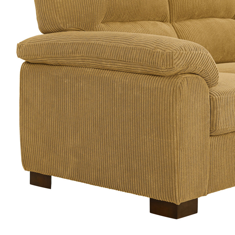 Aziyah Upholstered 81'' Sofa, Yellow Corduroy