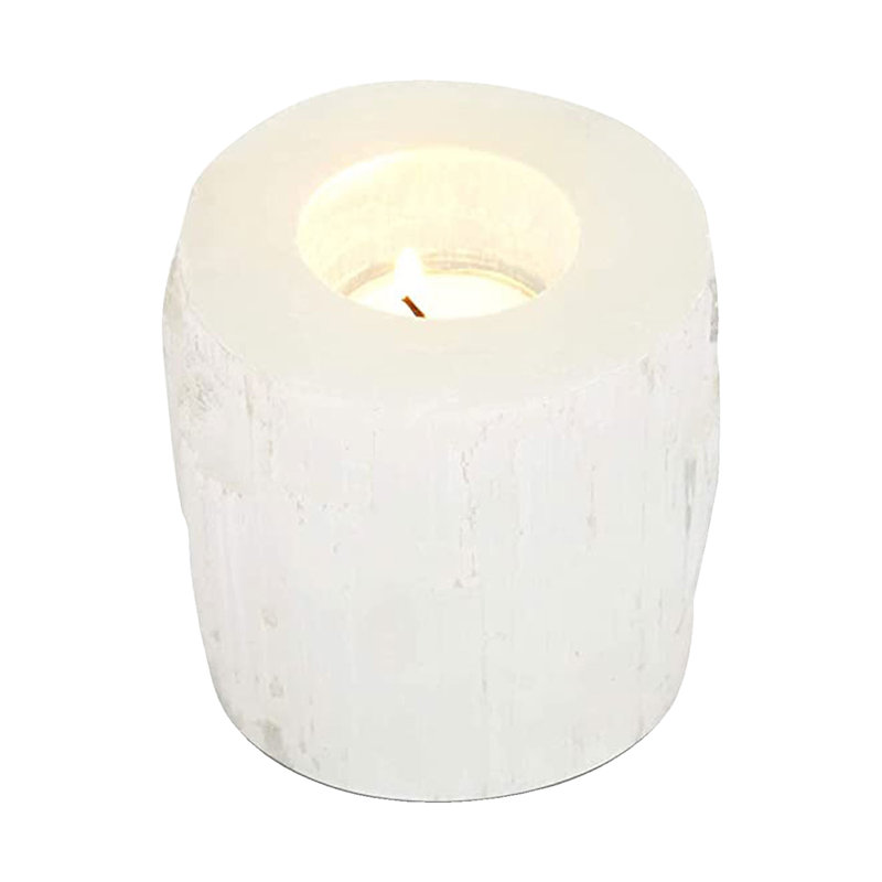 NORTHLANDZ Selenite Crystal Candle Holder, Hand Crafted Morocco Tealight Candlestick Holder