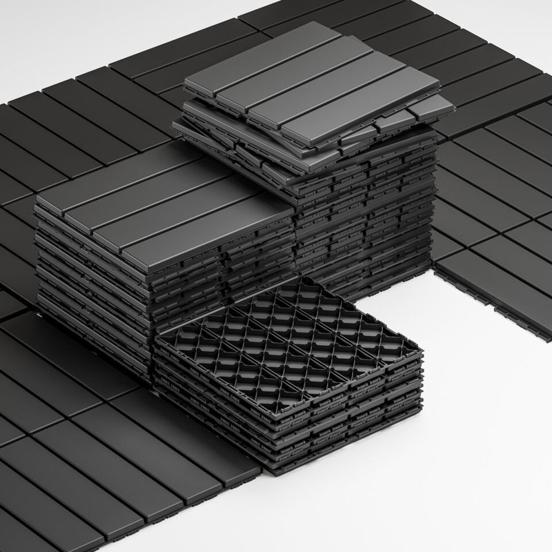 33cm L x 33cm W Plastic Interlocking Deck Tile, Anthracite
