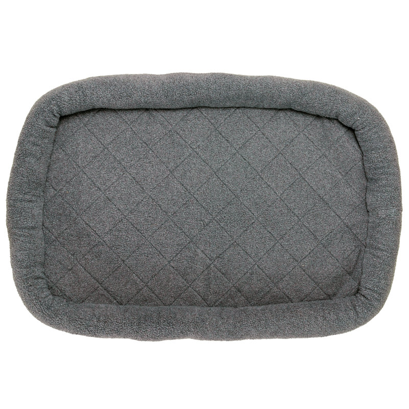 Faux Lambswool Crate Bolster Pet Bed, Extra Extra Large (30" W x 48" D x 4" H), Gray