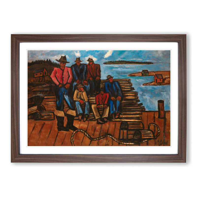 Lobster Fishermen by Marsden Hartley - Picture Frame Painting, 36cm H x 48cm W x 2cm D, Walnut Framed