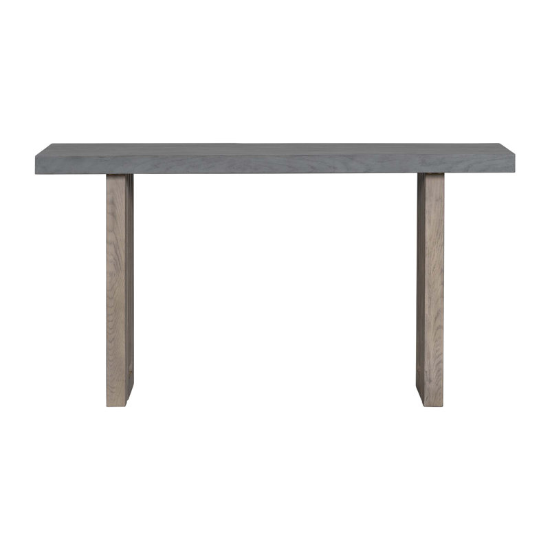Oak Veneer Console Table With Distinctive Side Shapes, Gray