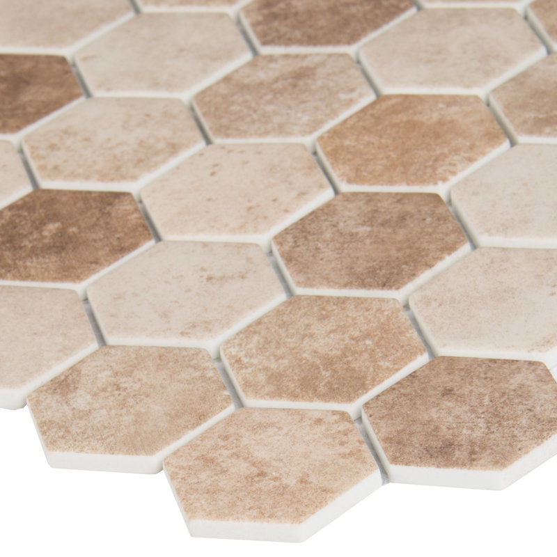 Carreau de mosaïque en verre lustré 11 po x 13 po Montessa Sierra Sunset Hexagon
