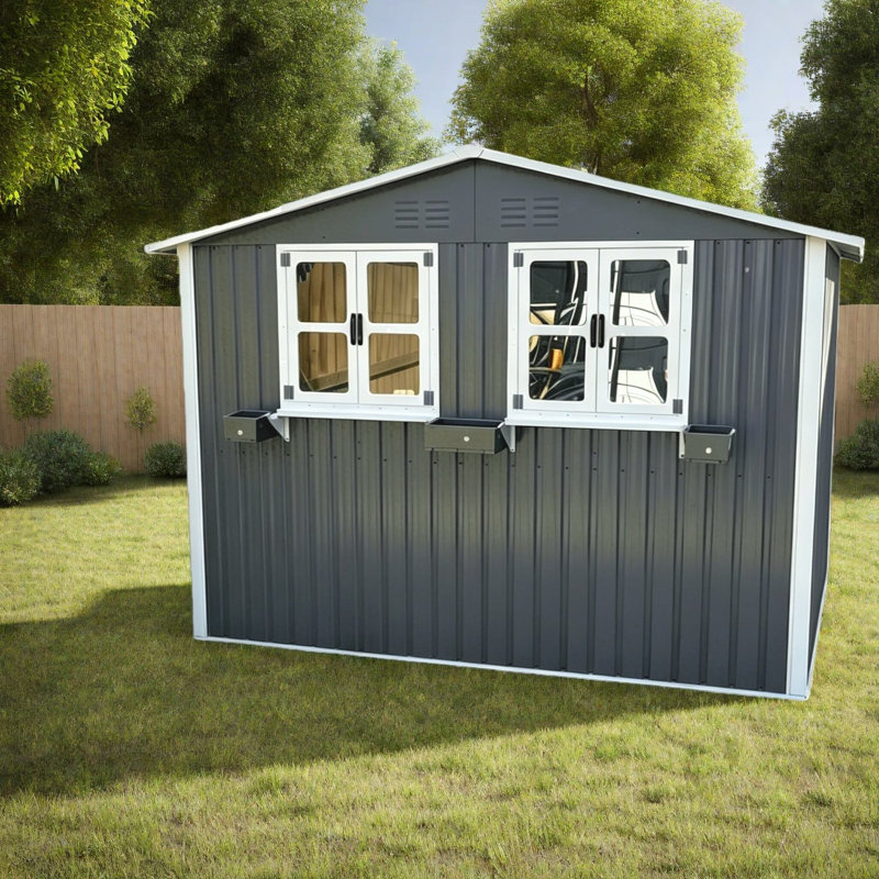 Remises spacieuses, remise de jardin moderne en métal de 6 pi x 9 pi pour la cour arrière