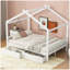 Lit plateforme House avec deux tiroirs, tête et pied de lit, toit-699827697