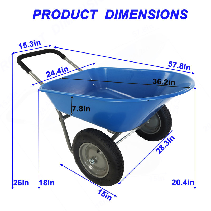 Chariot à deux roues pour jardin Blue Wheel 15 pouces WB189BL