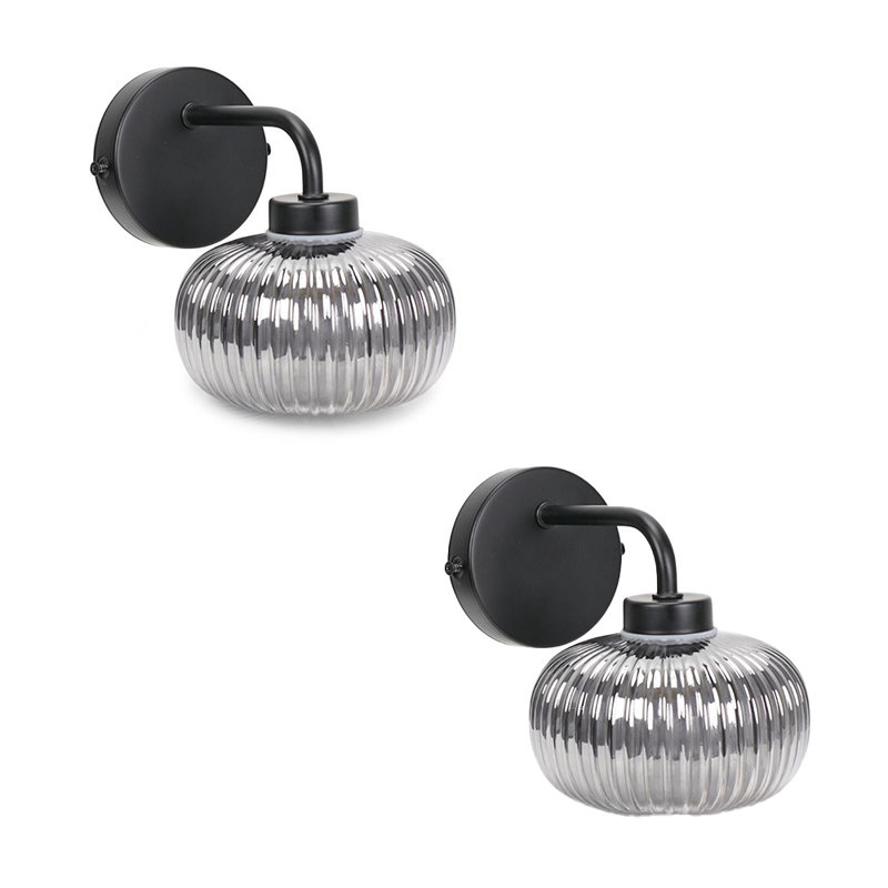 Redvers Glass Armed Sconce, Matte Black, Yes