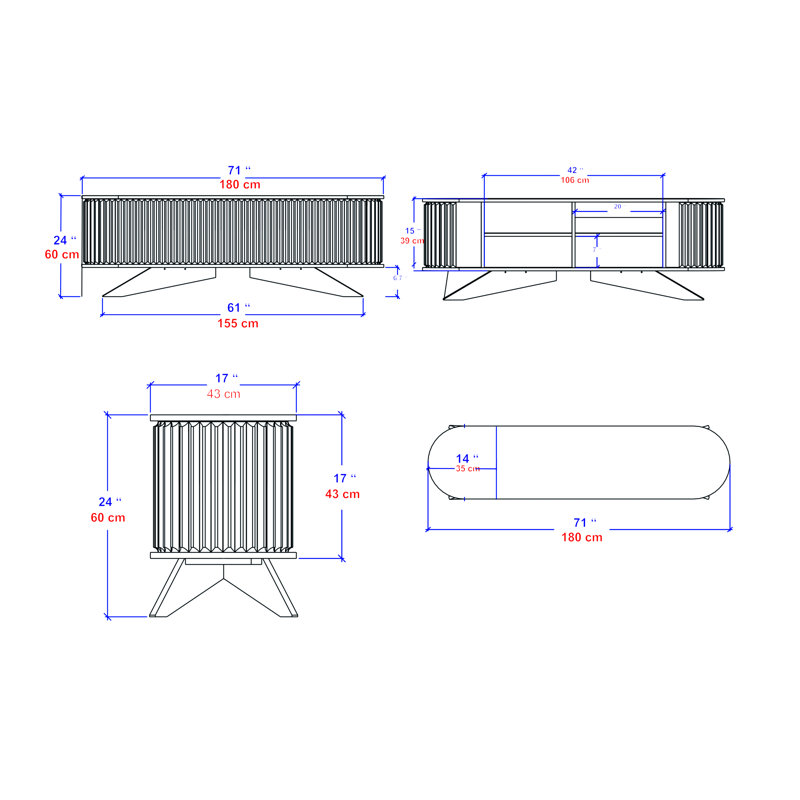 Laffoon Unfinished TV Stand, Sapphire Oak/White