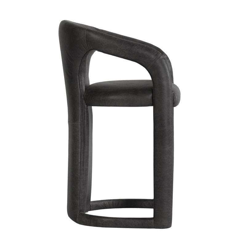 Archie Leather Counter Stool, Charcoal